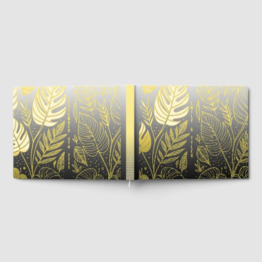 Monstera Gold Foliage Wedding Gastenboek (Volledig)