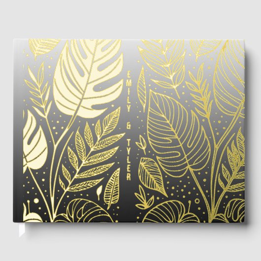 Monstera Gold Foliage Wedding Gastenboek (Voorkant)