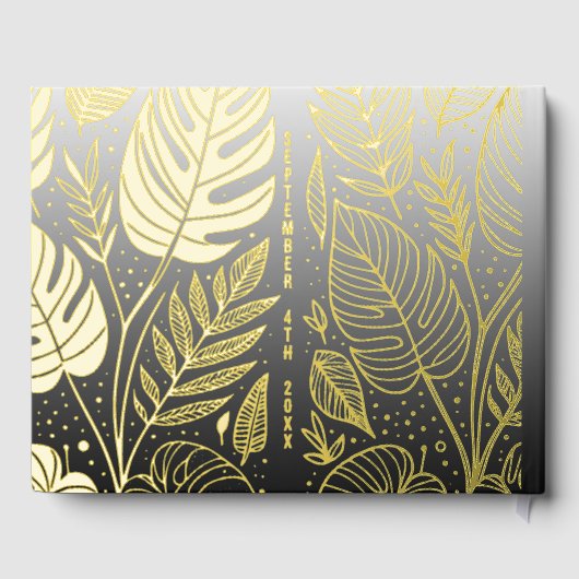 Monstera Gold Foliage Wedding Gastenboek (Achterkant)