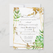 Monstera Goud Poligonale Frame Groene Marble Kaart (Voorkant)