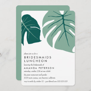 Monstera Green Bridesmaids Luncheon Wedding Kaart