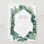 Monstera Green Fauna Hexagonal Vow Renewal Invite Bedankkaart (Voorkant)