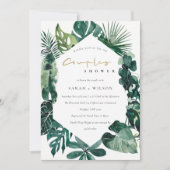 Monstera Green Leafy Hexagonal Couples Shower Kaar Bedankkaart (Voorkant)