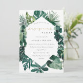Monstera Green Leafy Hexagonal Verloving Invite Bedankkaart (Staand voorkant)