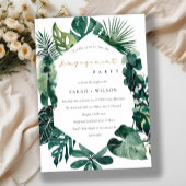 Monstera Green Leafy Hexagonal Verloving Invite Bedankkaart