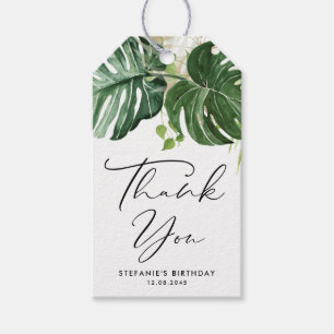 Monstera Greenery Zomerverjaardagsfeest Dank u Cadeaulabel