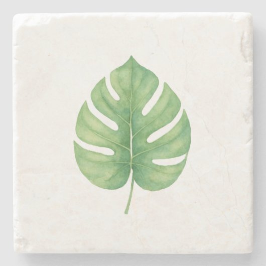 Monstera Grene Blad Stenen Onderzetter (Voorkant)
