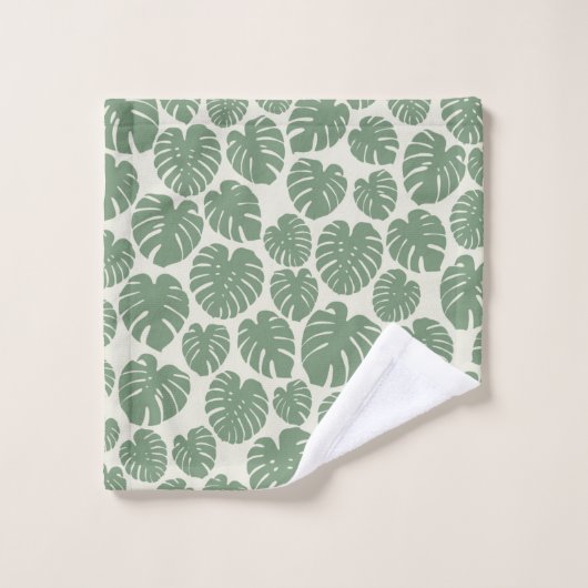 Monstera - groen bad handdoek (Wasdoekje)