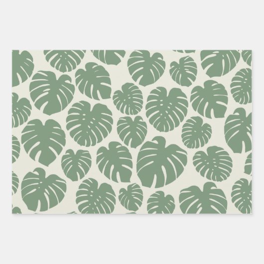 Monstera - groen inpakpapier vel (Voorkant 3)