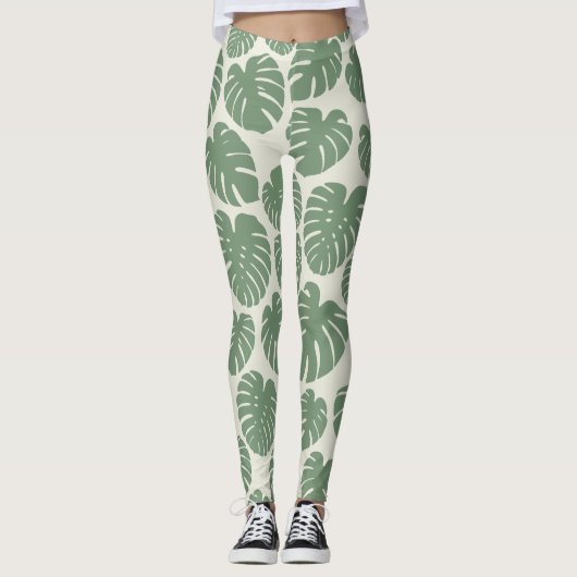 Monstera - groen leggings (Voorkant)