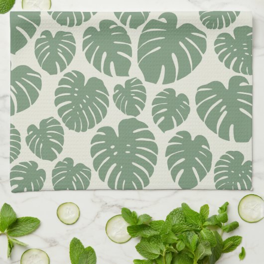 Monstera - groen theedoek (Gevouwen)