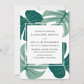 Monstera | Groen | Tropische Lijst-bruiloft met bl Kaart (Voorkant)