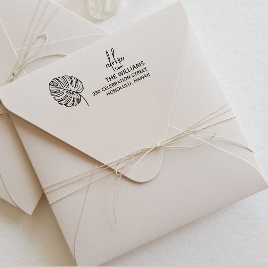Monstera Hawaii retour adresstempel Zelfinktende Stempel