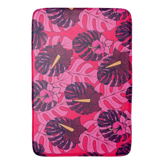 Monstera Hibiscus Spa Badematte Badmat (Voorkant Verticaal)