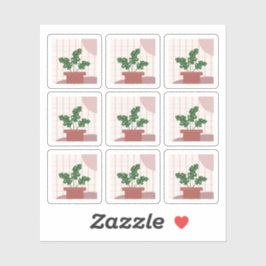 Monstera House Plant Lijsten Bohemen Sticker