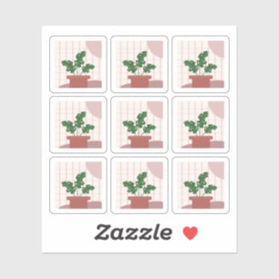 Monstera House Plant Lijsten Bohemen Sticker