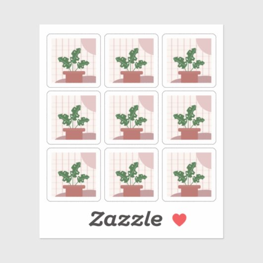 Monstera House Plant Lijsten Bohemen Sticker (Vel)
