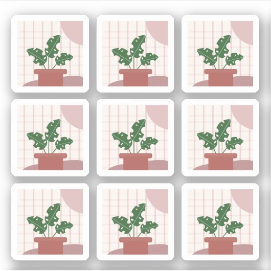 Monstera House Plant Lijsten Bohemen Sticker (Voorkant)