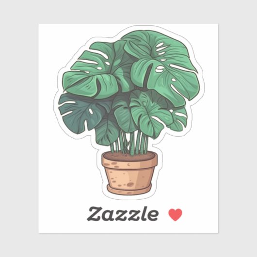 Monstera house plant, potten plant sticker (Vel)