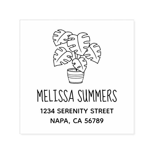 Monstera Houseplant Adres Zelfinktende Stempel (Design)