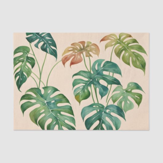 Monstera Houseplant Boho Waterverf Tissuepapier (Voorkant)