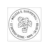 Monstera Houseplant Rond Adres Rubberstempel (Afrduk)