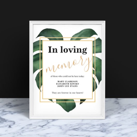 Monstera In liefdevolle herinnering bruiloft teken Poster
