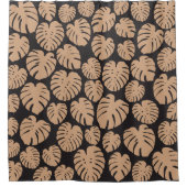 Monstera in Tan en Zwart Douchegordijn (Voorkant)