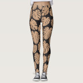 Monstera in Tan en Zwart Leggings (Voorkant)