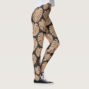Monstera in Tan en Zwart Leggings