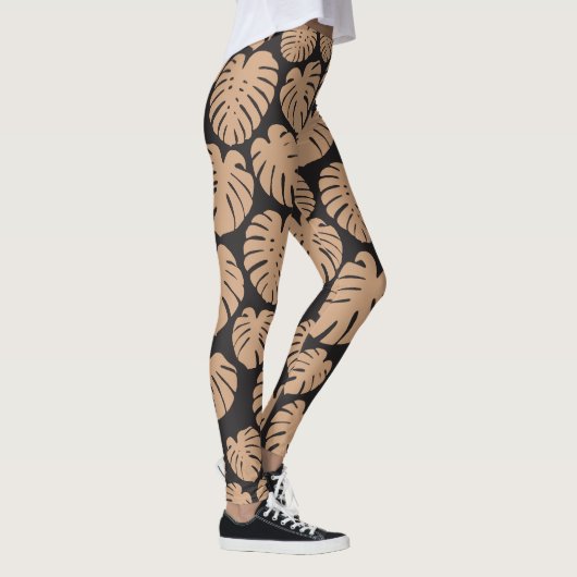 Monstera in Tan en Zwart Leggings (Rechts)