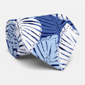 Monstera Jungle Hawaiian Tropical Leaves - Blue Stropdas (Opgerold)