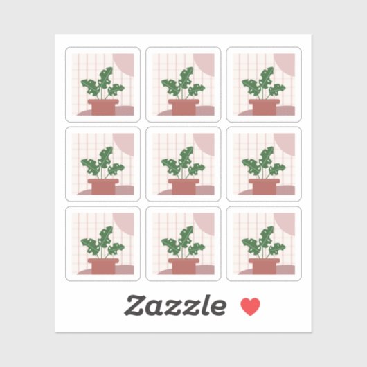 Monstera Kamerplant Frames Boho Sticker (Vel)