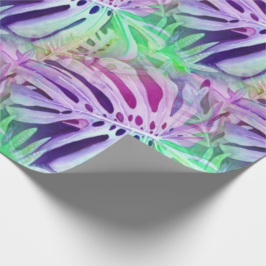 Monstera kleurrijke tropische bladeren cadeaupapier (Hoek)