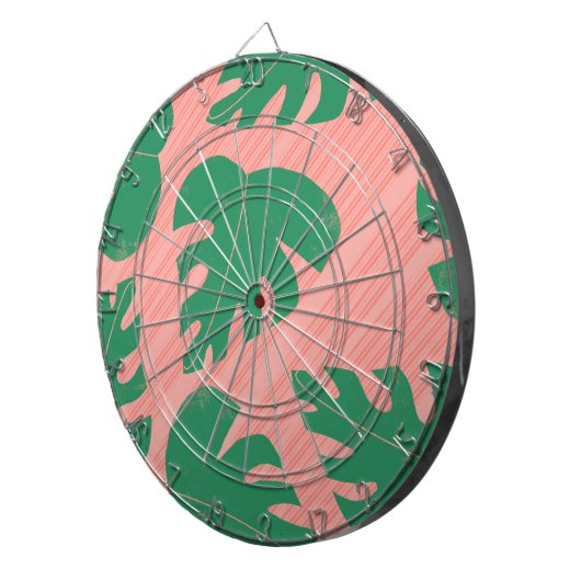 Monstera laat Abstracte streekpatroon achter Dartbord (Voorkant Rechts)