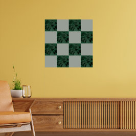 Monstera laat geruit patroon poster