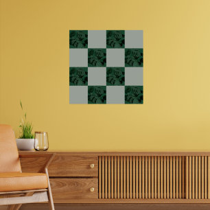 Monstera laat geruit patroon poster