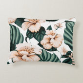 Monstera laat hibiscus achter accent kussen (Achterkant)