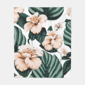 Monstera laat hibiscus achter fleece deken (Voorkant)
