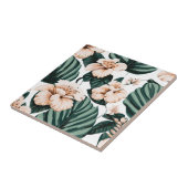 Monstera laat hibiscus achter tegeltje (Zijkant)