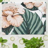Monstera laat hibiscus achter theedoek (Gevouwen)