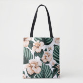Monstera laat hibiscus achter tote bag (Voorkant)