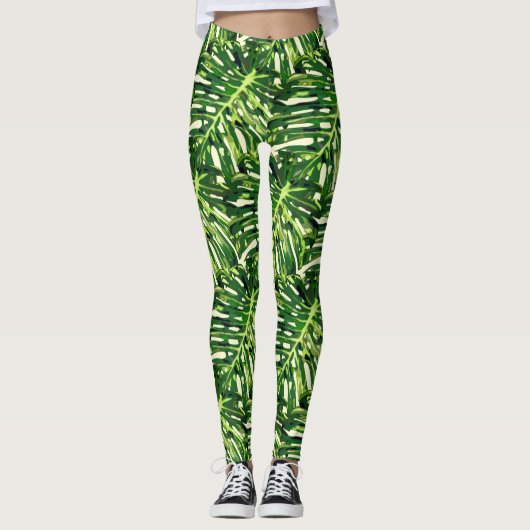 Monstera laat Leggings groen (Voorkant)
