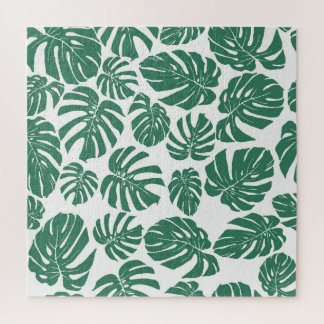 Monstera laat naadloos, decoratief patroon achter. legpuzzel