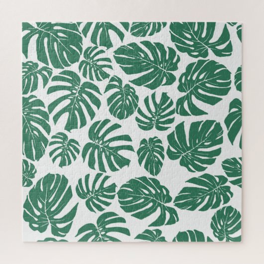 Monstera laat naadloos, decoratief patroon achter. legpuzzel (Verticaal)