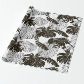 Monstera laat naadloos patroon achter cadeaupapier (Uitgerold)