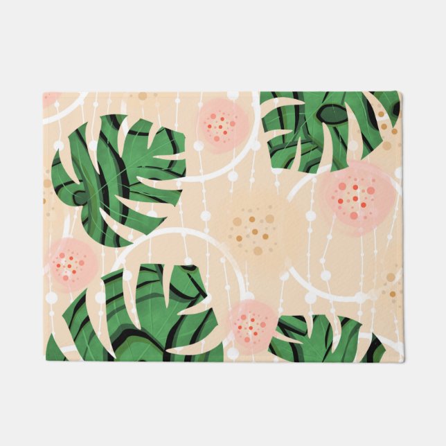 Monstera laat roze bladeren. deurmat (Voorkant)