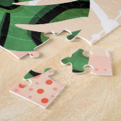 Monstera laat roze bladeren. legpuzzel (Zijkant)