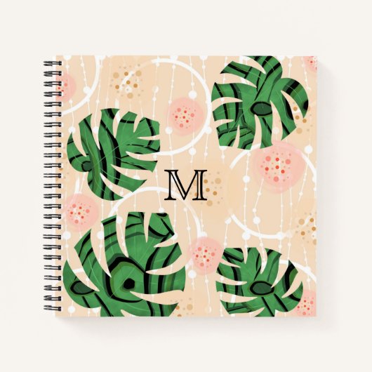 Monstera laat roze bladeren. notitieboek (Voorkant)