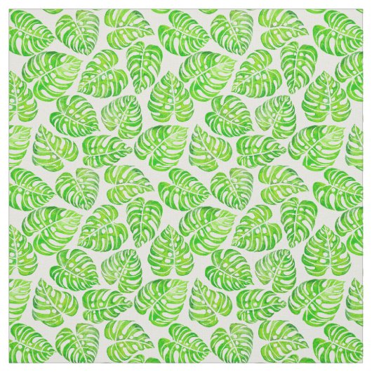 Monstera laat waterverf stof (Swatch)